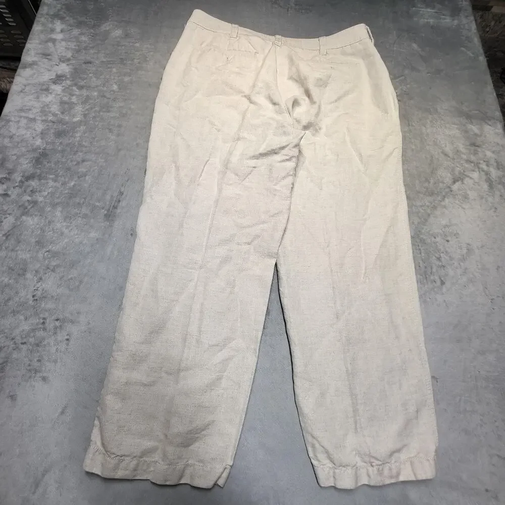 St. John's Bay Pants Mens 38x29 Beige Chino Relaxed Fit Linen Cotton Pockets